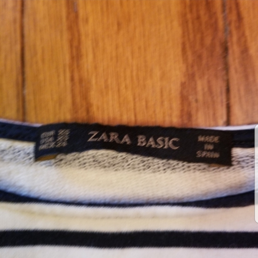 ZARA BASIC COLLECTION NAVY AND IVORY STRIPED SHIFT DRESS - Picture 8 of 13